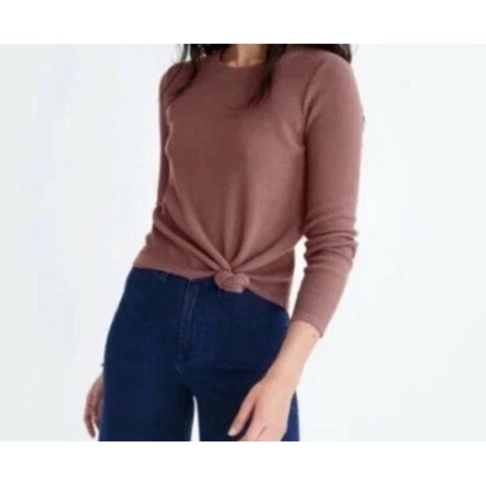 Madewell Jacquard Knot-Front Top Women Size Large Textured Round neck Comfy